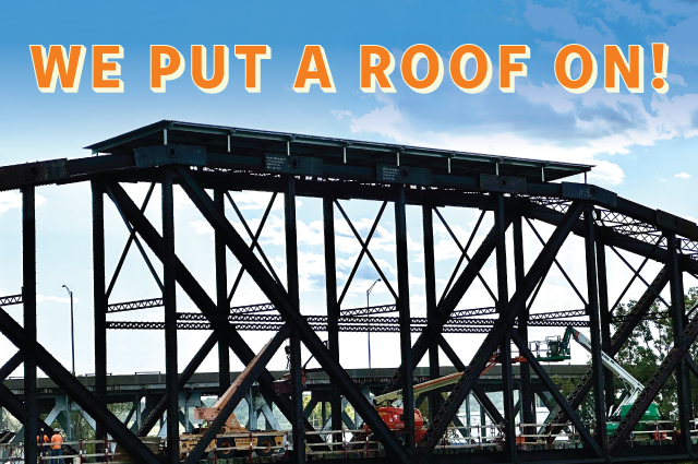 We put a roof on text and image of bridge