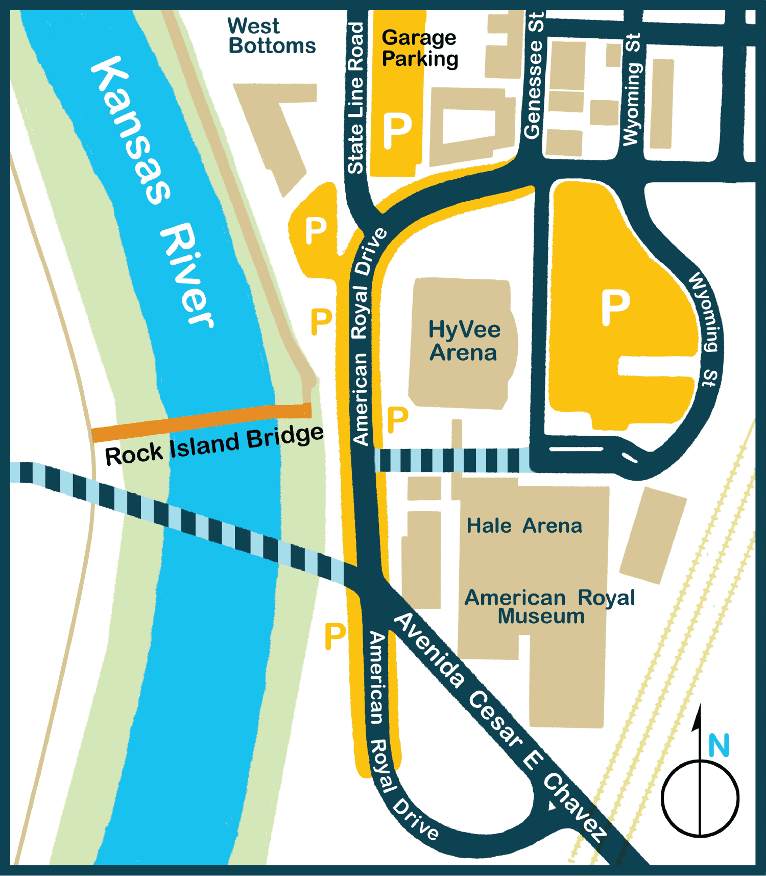 Rock Island Bridge parking map